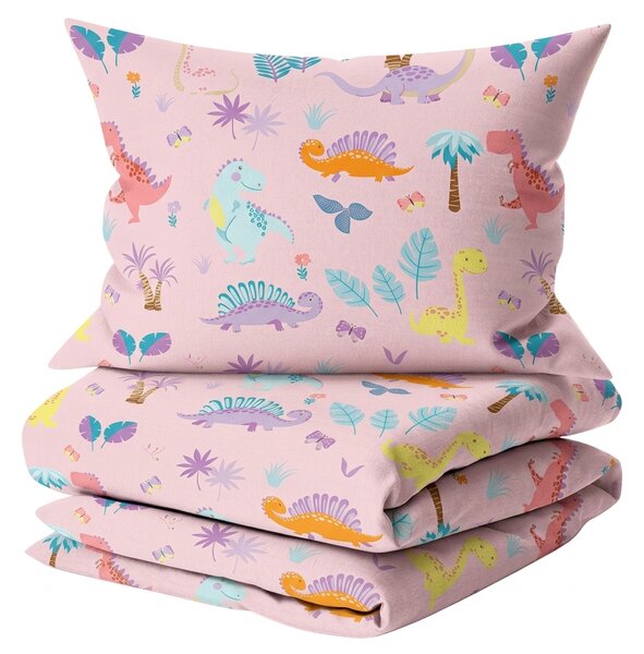 Set otroške posteljnine iz mikrovlaken DINO ISLAND barvna + prevleka za vzglavnik 50 x 70 cm BREZPLAČNO