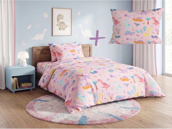 Set otroške posteljnine iz mikrovlaken DINO ISLAND barvna + prevleka za vzglavnik 50 x 70 cm BREZPLAČNO