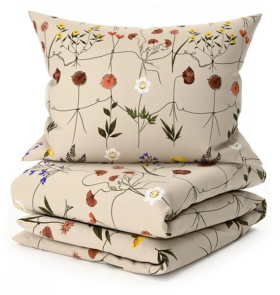 Set posteljnine iz mikrovlaken HERBAR bež + prevleka za vzglavnik 45 x 45 cm GRATIS