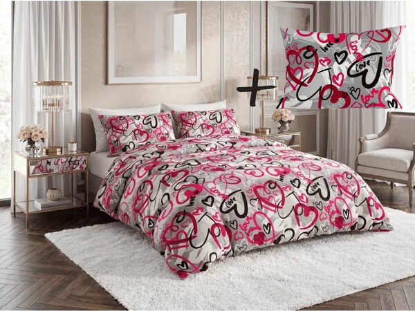 Set posteljnine iz polibombaža STREET LOVE POLY sivo + prevleka za vzglavnik 50 x 70 cm BREZPLAČNO