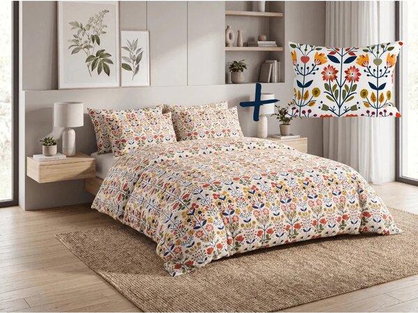 Set posteljnine iz polibombaža FOLKLORIA POLY barvna + prevleka za vzglavnik 50 x 70 cm BREZPLAČNO