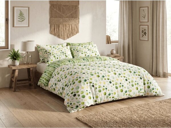 Set posteljnine iz polibombaža GREEN TREES POLY zelena + prevleka za blazino 50 x 70 cm BREZPLAČNO