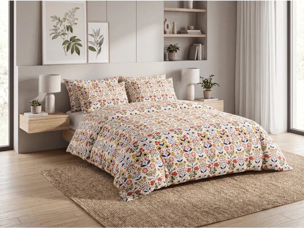 Set posteljnine iz polibombaža FOLKLORIA POLY barvna + prevleka za vzglavnik 50 x 70 cm BREZPLAČNO