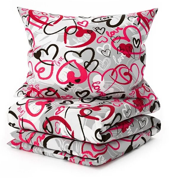 Set posteljnine iz polibombaža STREET LOVE POLY sivo + prevleka za vzglavnik 50 x 70 cm BREZPLAČNO