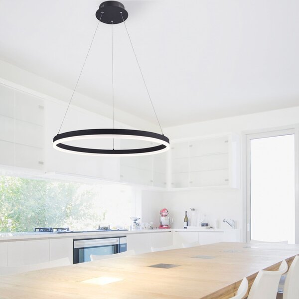 Paul Neuhaus LED-visoka svetilka TITUS, antracitna, Ø 60 cm, kovinska, Switchdim, zatemnjen, Črna, Dnevna soba / jedilnica, Aluminij, Sodobni