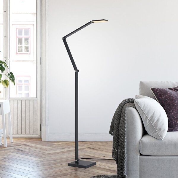 Paul Neuhaus LED-stoječa svetilka SAMSKY, siva, višina 161 cm, kovina, dotikni dimmer, zatemnjen, Siva, Dnevna soba / jedilnica, Aluminij, Sodobni