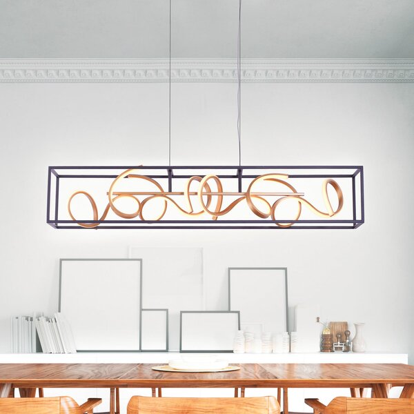 Paul Neuhaus LED-visoka svetilka SELINA, črna/zlata, dolžina 110 cm, Switchdim, zatemnjen, Črna, Dnevna soba / jedilnica, Aluminij, Sodobni