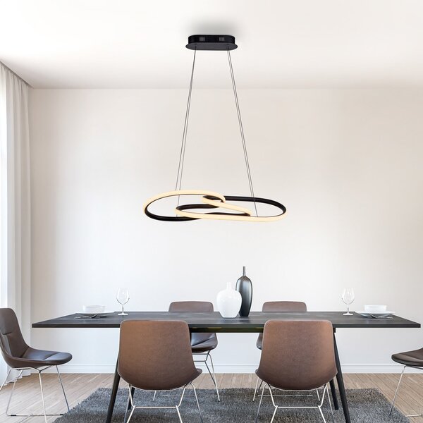 Paul Neuhaus LED-visoka svetilka TWIST, črna, dolžina 76 cm, kovinsko stikalo Switchdim, zatemnjen, Črna, Dnevna soba / jedilnica, Aluminij, Sodobni