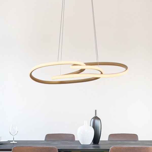 Paul Neuhaus LED-visoka svetilka TWIST, bež, dolžina 76 cm, kovinska, Switchdim, zatemnjen, Bež, Dnevna soba / jedilnica, Aluminij, Sodobni