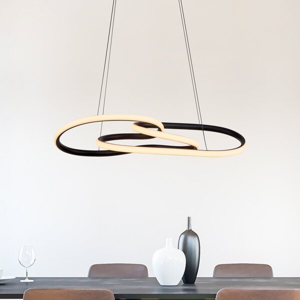 Paul Neuhaus LED-visoka svetilka TWIST, črna, dolžina 76 cm, kovinsko stikalo Switchdim, zatemnjen, Črna, Dnevna soba / jedilnica, Aluminij, Sodobni