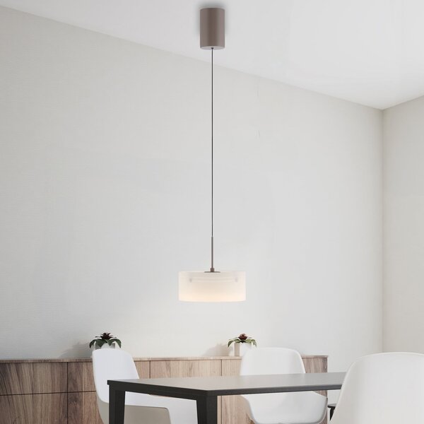 Paul Neuhaus LED-visoka svetilka MARIKA, bež/bela, Ø 20 cm, steklo, z možnostjo zatemnitve, zatemnjen, Bež, Dnevna soba / jedilnica, Steklo, Sodobni