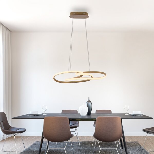 Paul Neuhaus LED-visoka svetilka TWIST, bež, dolžina 76 cm, kovinska, Switchdim, zatemnjen, Bež, Dnevna soba / jedilnica, Aluminij, Sodobni