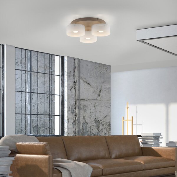 Paul Neuhaus LED-stropna svetilka MARIKA bež/bela 40 cm, 3-žarilna, steklo, Switchdim, zatemnjen, Bež, Dnevna soba / jedilnica, Steklo, Sodobni, Okrogli neposredni strop