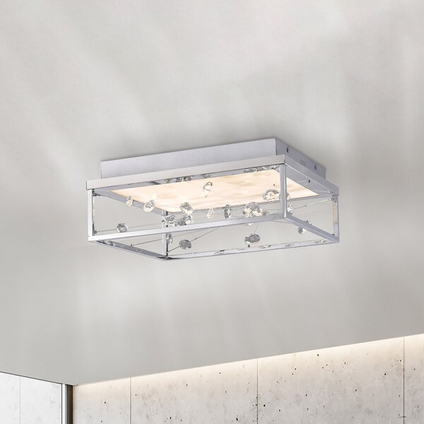 Paul Neuhaus LED-stropna svetilka SKINA, krom, 40 cm, CCT, z možnostjo zatemnitve, daljinski, zatemnjen, Krom, Dnevna soba / jedilnica, Kovina, Sodobni