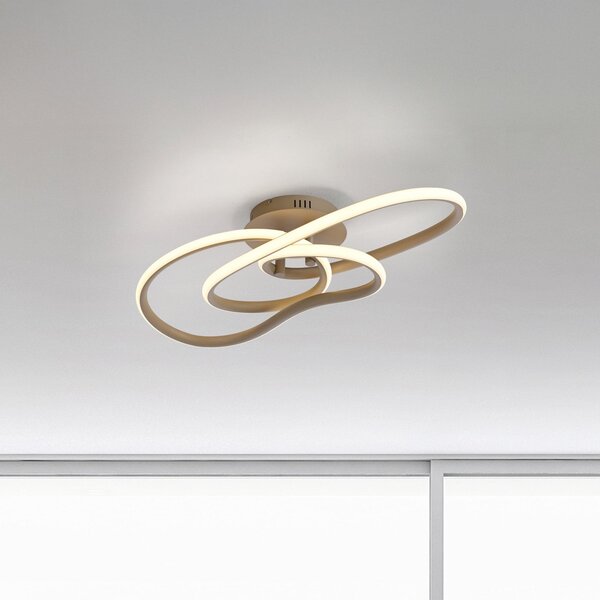 Paul Neuhaus LED-stropna svetilka TWIST, bež, dolžina 90 cm, kovina, Switchdim, zatemnjen, Bež, Dnevna soba / jedilnica, Aluminij, Sodobni