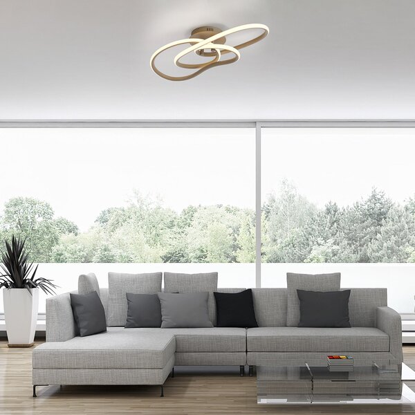 Paul Neuhaus LED-stropna svetilka TWIST, bež, dolžina 90 cm, kovina, Switchdim, zatemnjen, Bež, Dnevna soba / jedilnica, Aluminij, Sodobni