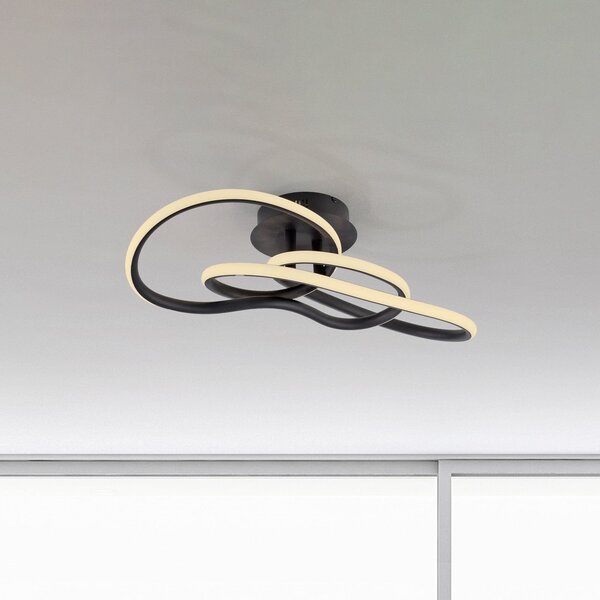 Paul Neuhaus LED-stropna svetilka TWIST, črna, dolžina 90 cm, kovinska, Switchdim, zatemnjen, Črna, Dnevna soba / jedilnica, Aluminij, Sodobni