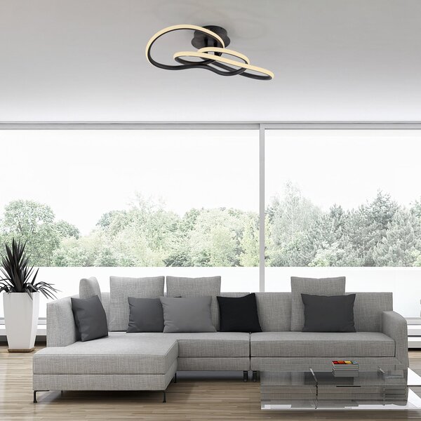 Paul Neuhaus LED-stropna svetilka TWIST, črna, dolžina 90 cm, kovinska, Switchdim, zatemnjen, Črna, Dnevna soba / jedilnica, Aluminij, Sodobni
