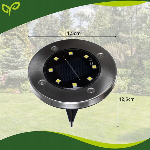 Set 12x inox zunanja solarna talna svetilka 6000K
