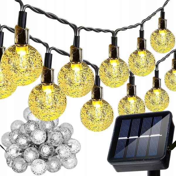 LED 50 toplo bela zunanja solarna dekorativna girlanda IP44 7m 8 funkcij
