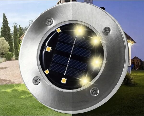 Set 12x inox zunanja solarna talna svetilka 6000K