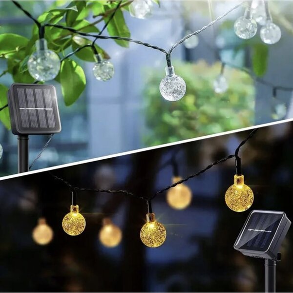 LED 50 toplo bela zunanja solarna dekorativna girlanda IP44 7m 8 funkcij