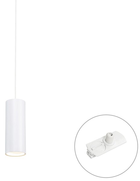 Dizajnerska viseča svetilka bela vklj. adapter za tirnico 1-fazna - Iconic Tubo