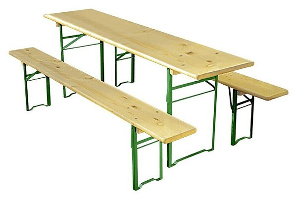 Sunfun Gasilska garnitura (Miza (D x Š x V): 220 x 50 x 77 cm, Klop (D x Š x V): 220 x 25 x 49 cm, Brez naslonjala, Les iglavcev/Jeklo, Lazurno obarva