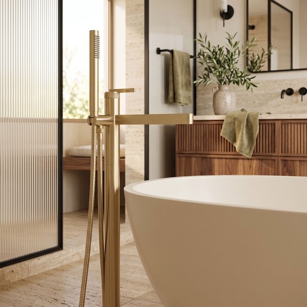 Samostoječa mešalna pipa Rea Grace Brush Gold