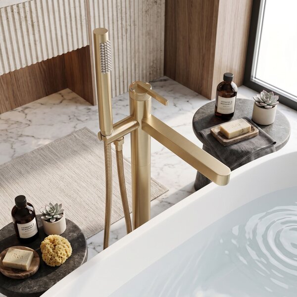 Samostoječa mešalna pipa Rea Grace Brush Gold
