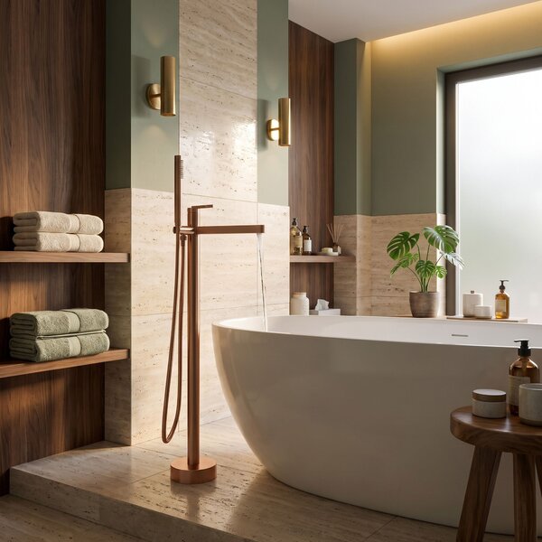 Samostoječa mešalna pipa Rea Grace Brush Copper