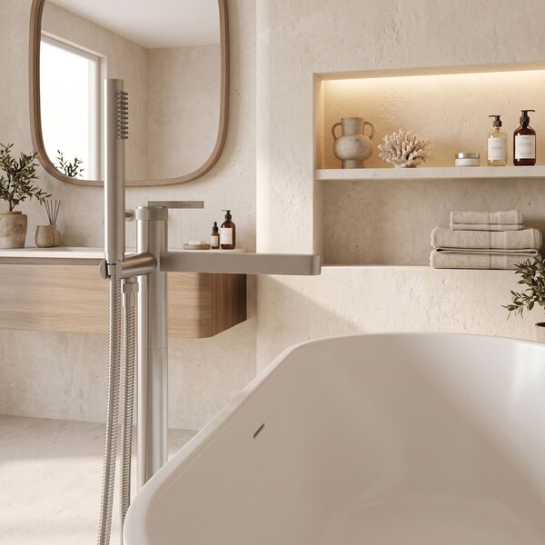 Samostoječa mešalna pipa Rea Grace Brush Nickel
