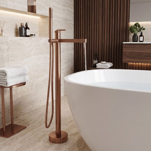 Samostoječa mešalna pipa Rea Grace Brush Copper