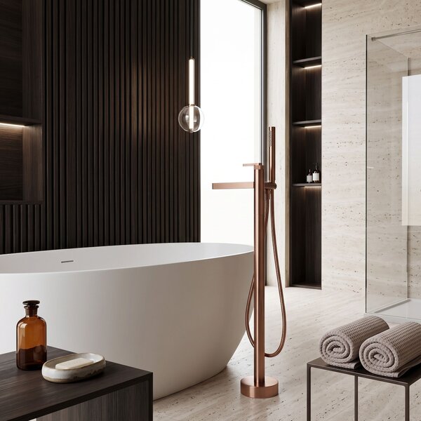 Samostoječa mešalna pipa Rea Grace Brush Copper