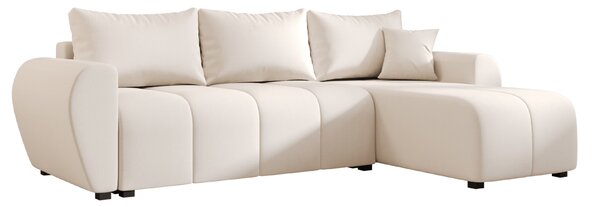 PROMOCIJA Raztegljiva dvostranska sedežna garnitura v obliki L SEVIO 246x145 cm, kremna + 2 blazini BREZPLAČNO II. kakovost
