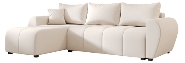 PROMOCIJA Raztegljiva dvostranska sedežna garnitura v obliki L SEVIO 246x145 cm, kremna + 2 blazini BREZPLAČNO II. kakovost