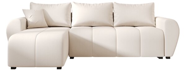 PROMOCIJA Raztegljiva dvostranska sedežna garnitura v obliki L SEVIO 246x145 cm, kremna + 2 blazini BREZPLAČNO II. kakovost