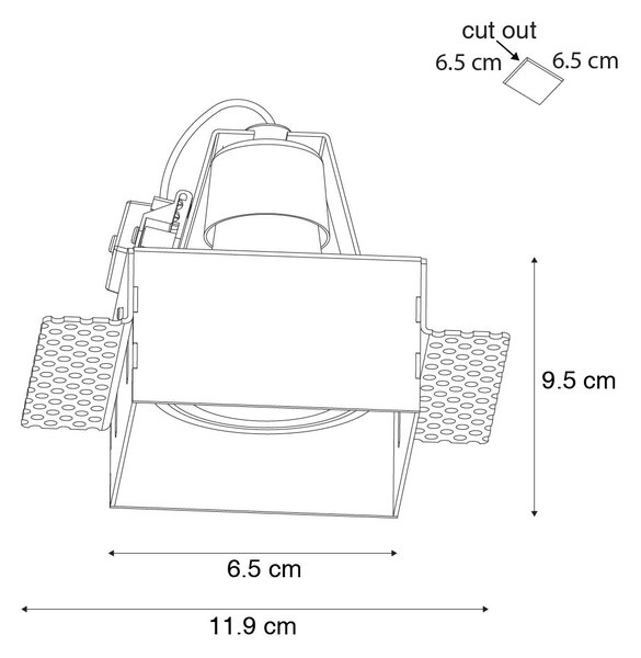 Komplet 6 vgradnih reflektorjev črnih GU10 50 mm brez okvirja - Oneon