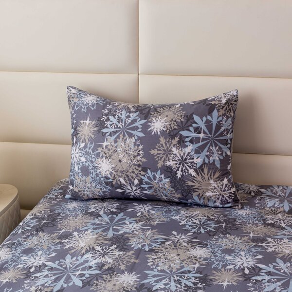 Prevleka za vzglavnik iz mikrovlaken SNOWFLAKE 50x70 cm, modrosiva