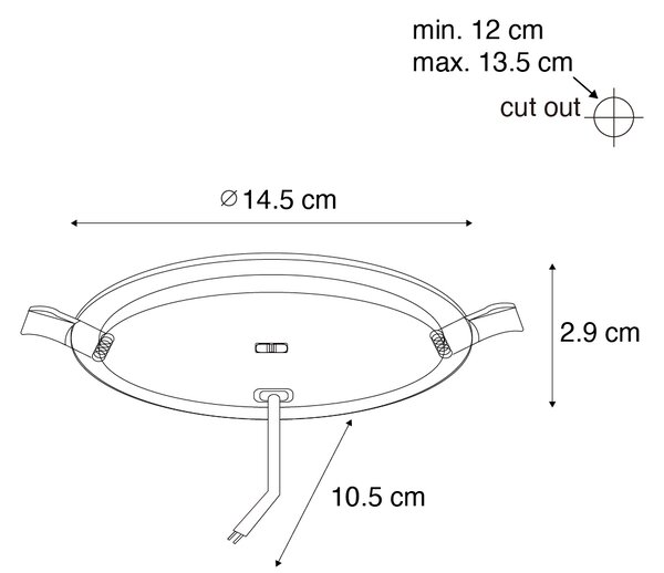 Komplet 6 vgradnih reflektorjev belih 14,5 cm vključno z nastavljivimi LED diodami v Kelvinih - Stephanie