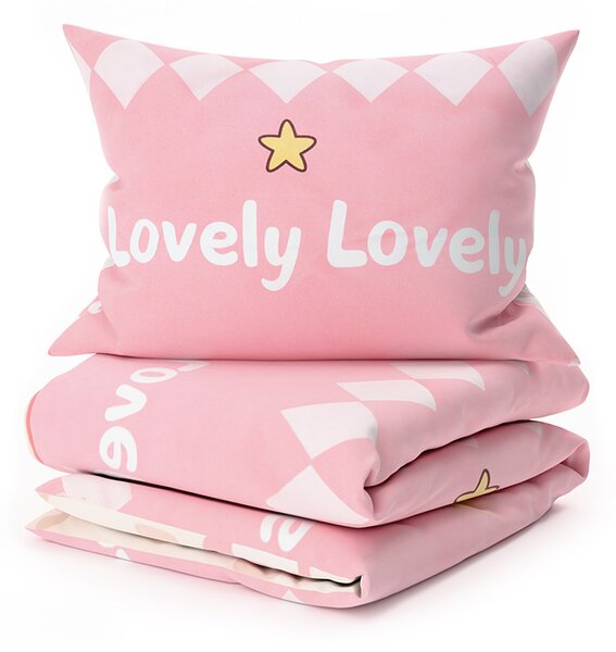 Bombažna posteljnina za posteljico AVTOMOBILI LOVELY roza
