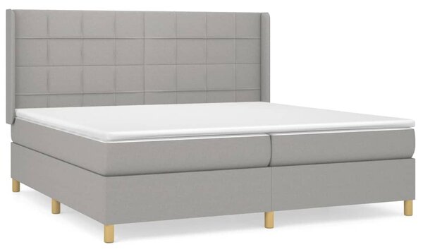 VidaXL Box spring postelja z vzmetnico svetlo siva 200x200 cm blago