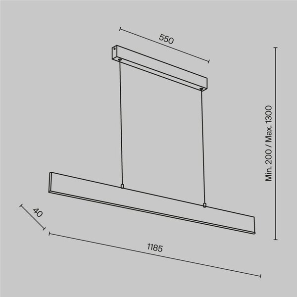 VISEČA NIHALNA SVETILKA 118,5/20-130/4 cm 30 W