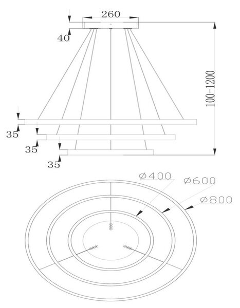 VISEČA NIHALNA SVETILKA 80/40-120 cm 51 W