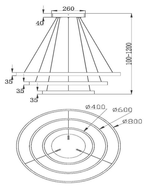 VISEČA NIHALNA SVETILKA 80/100 cm 115 W