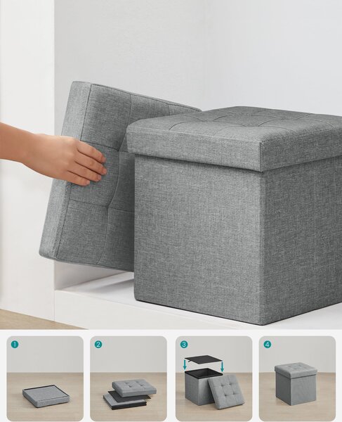 Tabure s shranjevalnim prostorom OTTOMAN 30x30 cm, siv