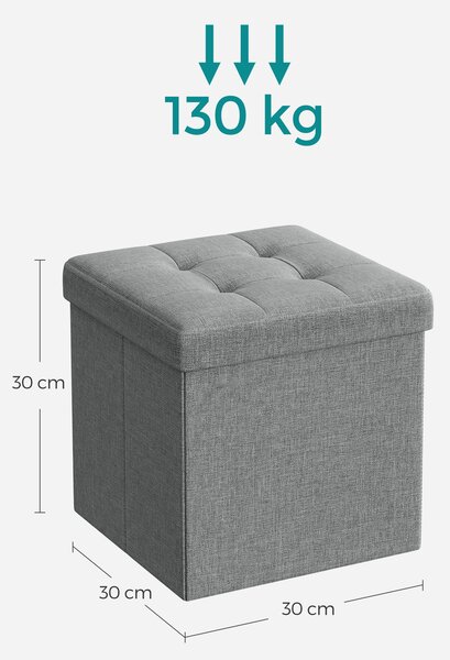 Tabure s shranjevalnim prostorom OTTOMAN 30x30 cm, siv