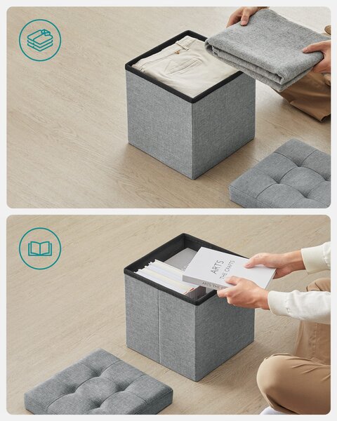 Tabure s shranjevalnim prostorom OTTOMAN 30x30 cm, siv