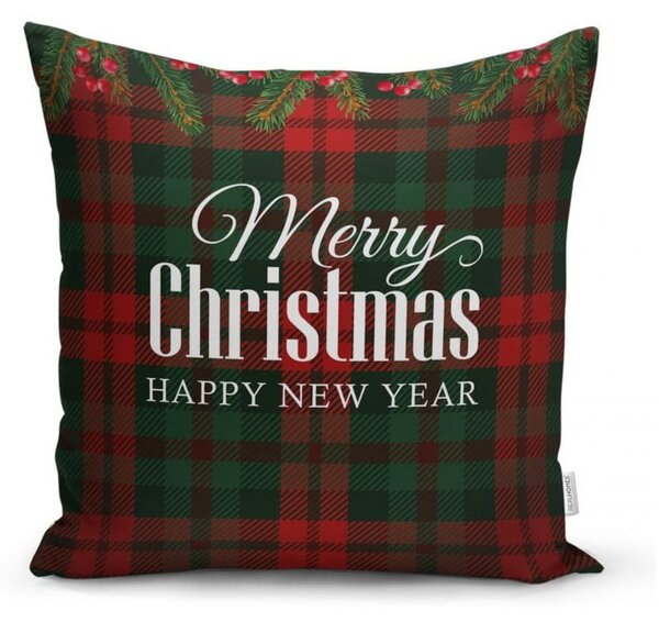 4 božične prevleke za okrasne blazine in namizni tekač Minimalist Cushion Covers Tartan Christmas