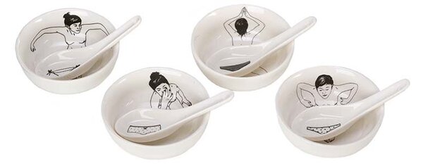 POLSPOTTEN Komplet skodelic z žlicami POLSPOTTEN Undressed Bowls 200 ml 4-pack